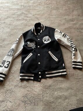 Bape Black and White Varsity Bomber Jacket